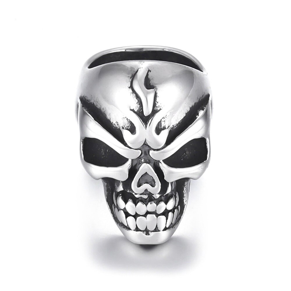 Stainless Steel Beads Skull Spacer Metal Large Hole 8mm Charm Slider DIY Men Bracelet Making Supplies Handmade Jewelry Findings