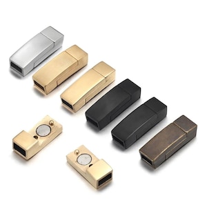 ステンレススチール 6 x 3 mm 穴付きマグネット留め具 レザーブレスレット レースバックル コネクタ ジュエリー製作用留め具アクセサリー