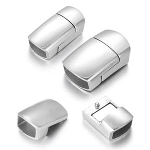 Stainless Steel Magnetic Clasp Hole 8*5mm 12*6mm Leather Cord Clasps Bracelet Magnet Buckle DIY Jewelry Making Parts Supplies