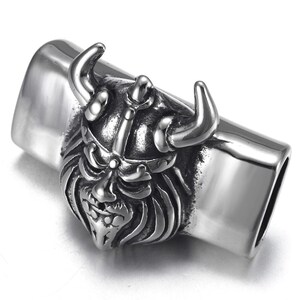 Cuentas deslizantes de acero inoxidable con diseño de guerrero vikingo punk, con agujero de 12 x 6 mm, para pulseras de cuero para hombre, accesorios para hacer joyas.