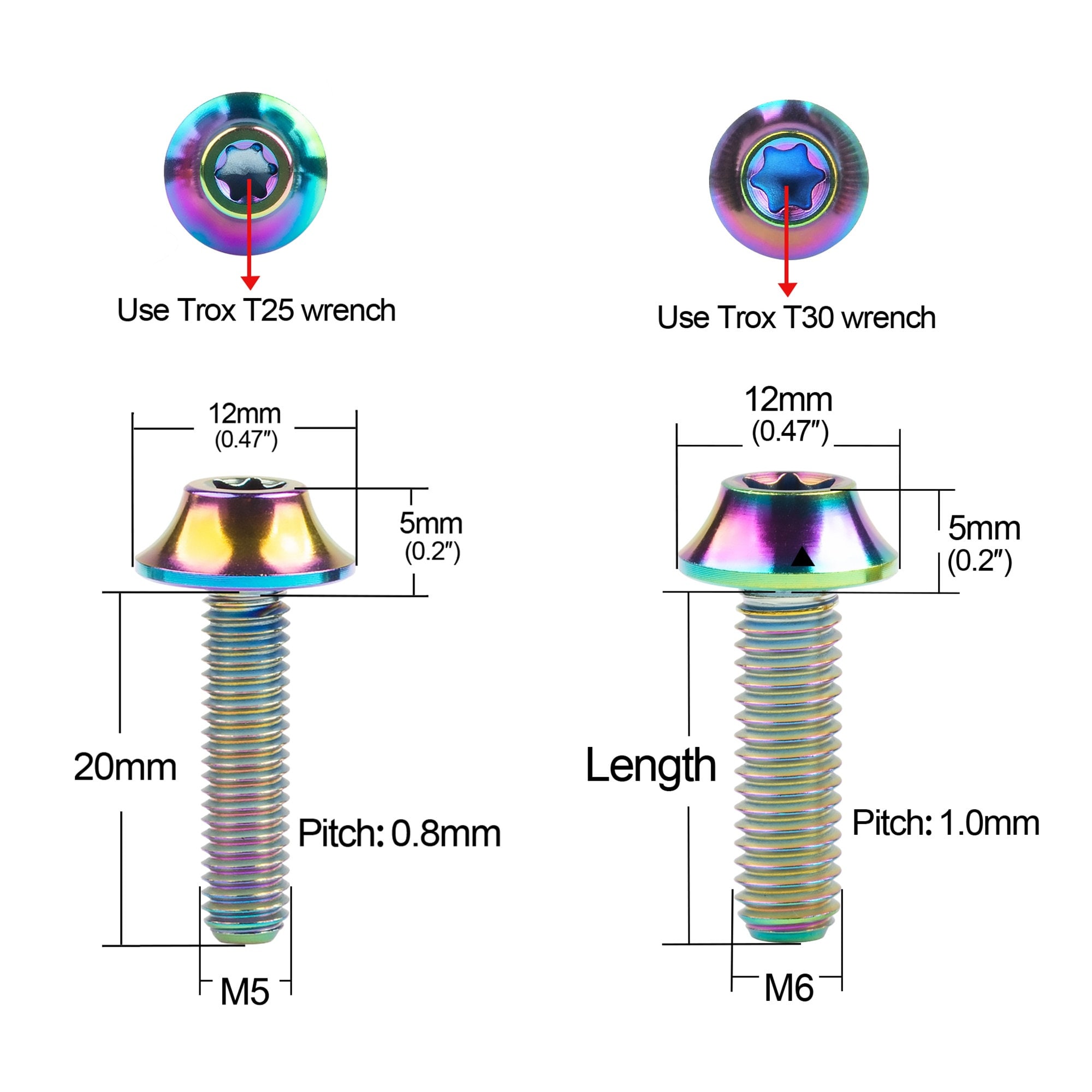 Bulloni In Titanio M5 M6X16/20Mm T30/T25 Testa A Esagono Incassato Torx Per Vite Di Fissaggio Freno V, Nero, M5,16mm - Foto 5