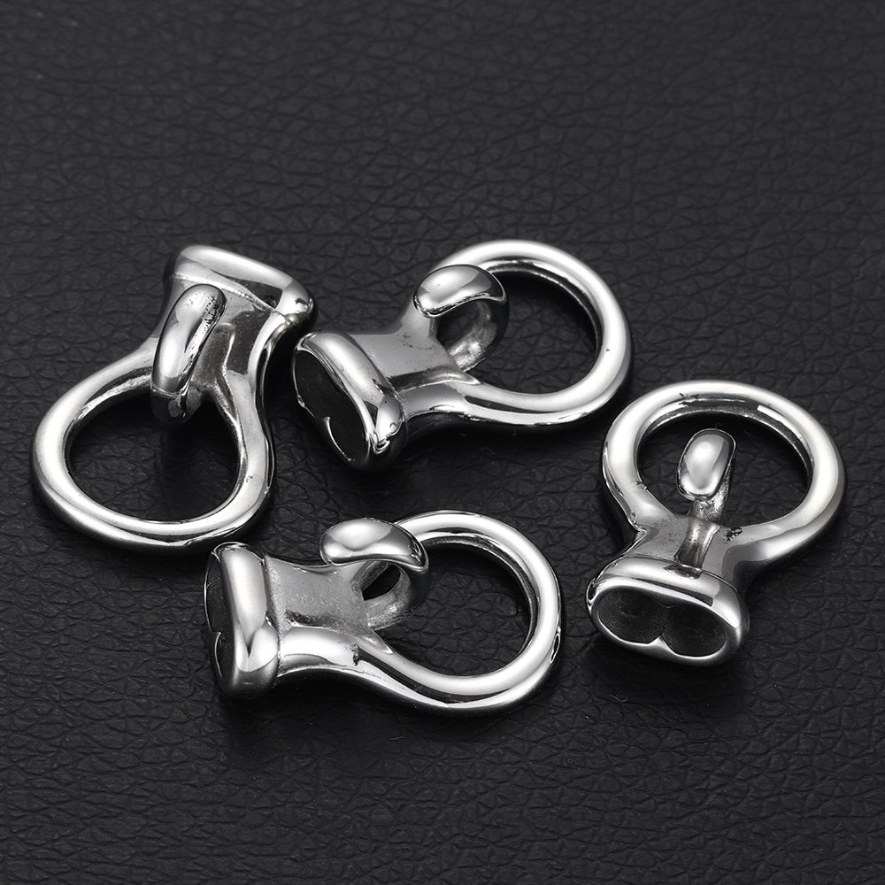 Stainless Steel End Cap Hook: Double Hole 5mm Leather Cord Connector - Etsy