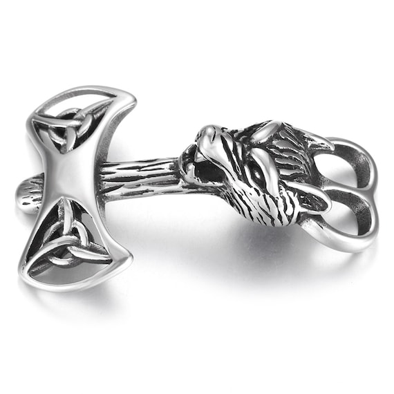 Viking Wolf Stainless Steel Bracelet Hook: 6mm Leather Cord Clasp