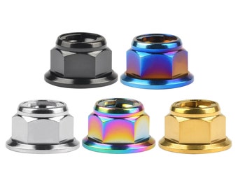 5PCS Titanium Flange Lock Nuts: M6 M8 M10 M12, Motorcycle Car Fastener
