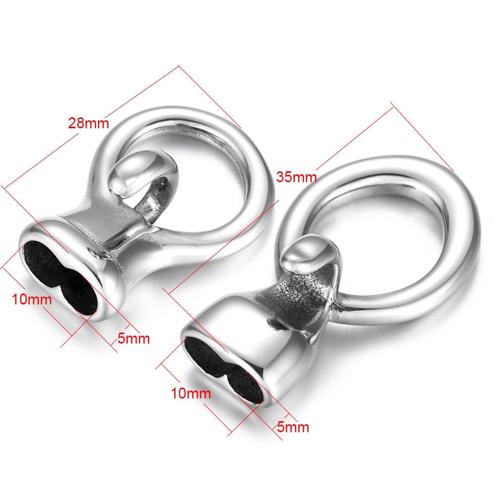 Stainless Steel End Cap Hook: Double Hole 5mm Leather Cord Connector - Etsy