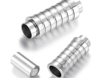Titanium Stainless Steel Magnetic Clasp: 6mm Hole, Mirror Finish