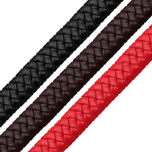 Braided Leather Cord: 12x6mm Flat Rope for DIY Jewelry