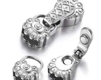 Magnetic Stainless Steel Clasp: Silver Fold Over Buckle, 10x4mm Leather Cord