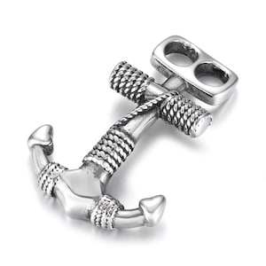 Stainless Steel Anchor Hook Clasp: 5mm Leather Bracelet Connector