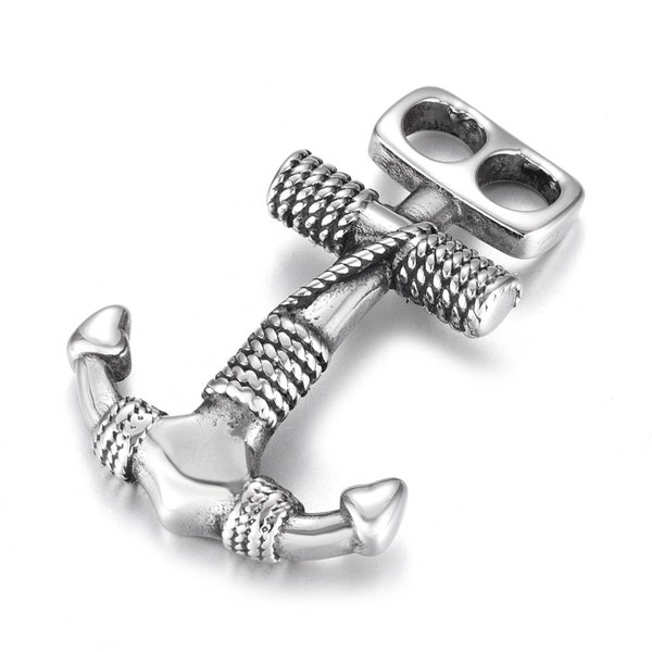 Stainless Steel Anchor Hook Clasp: 5mm Leather Bracelet Connector