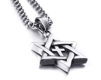 Messianic Star of David With Cross Necklace