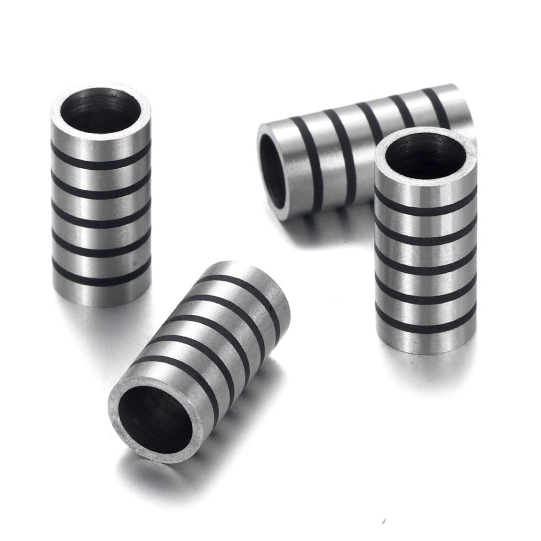 4pcs Stainless Steel Tube Beads 7.6mm Hole Metal Slide Bead Etsy