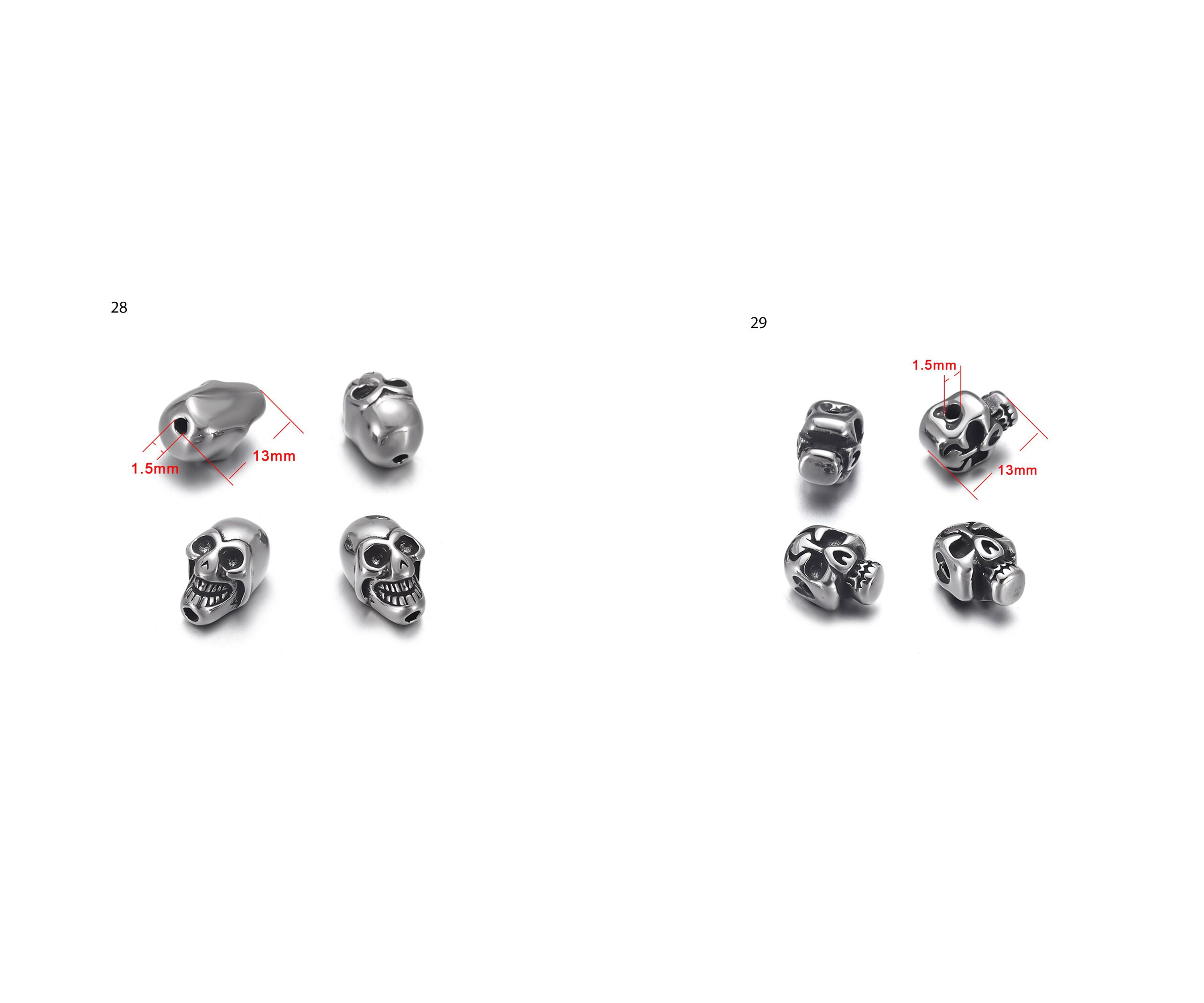 Cuentas Dlizant De Acero Inoxidable, Hoja De Calavera Pulida De