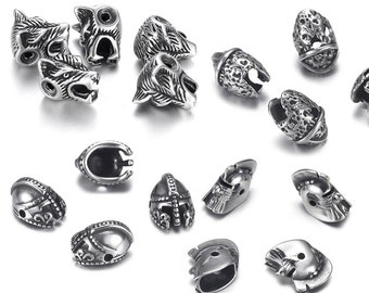 Stainless Steel Wolf Viking Helmet Beads - DIY Bracelet Accessories