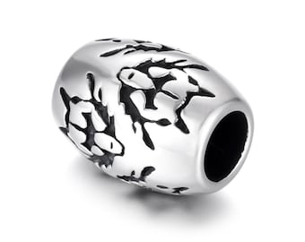 Stainless Steel Wolf Head Bead: Viking Paracord Lanyard Charm (5mm Hole)