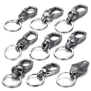 Stainless Steel Animal Vintage Key Chain for Jewelry Making Accessories Men Lobster Clasps Findings Eagle Lion Skull Cow Wolf