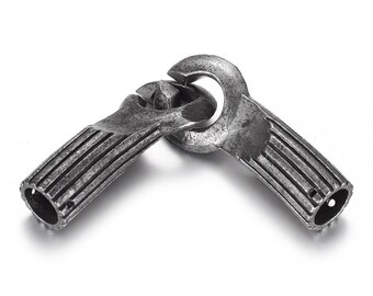 Vintage Stainless Steel Interlocking Clasp Set: 5mm Leather Cord Connector
