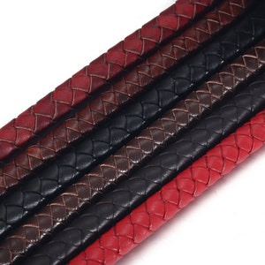 1Meter 8mm Braided Round Leather Rope Uninterrupted Cord for DIY Men Bracelet Jewelry Craft Making Leather Accessories