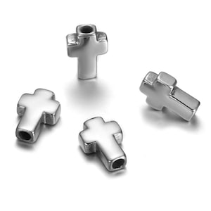 Stainless Steel Cross Beads Mirror Finish 3mm Hole Spacer Charms for Bracelet Jewelry Making DIY Accessroies