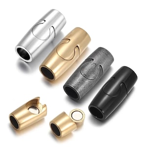 Titan Edelstahl Magnetverschluss 6mm/8mm Lederband Armband mit Steckverschluss