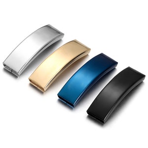 10Pcs Stainless Steel Mirror Finish Slider Curved Tube Beads Slide Charm for Leather Cord Bracelet Jewelry Making Accessories