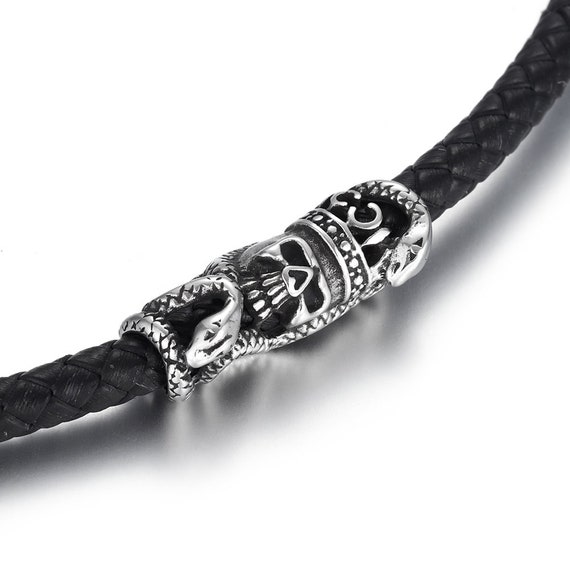 ステンレススチール製スカルスネークチューブビーズ - 6mm穴 - DIY