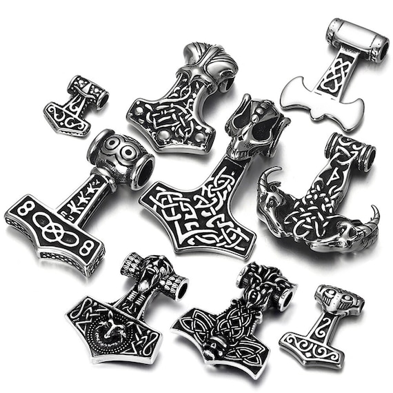 Stainless Steel Viking Thor Hammer Pendant: DIY Jewelry Making Charm