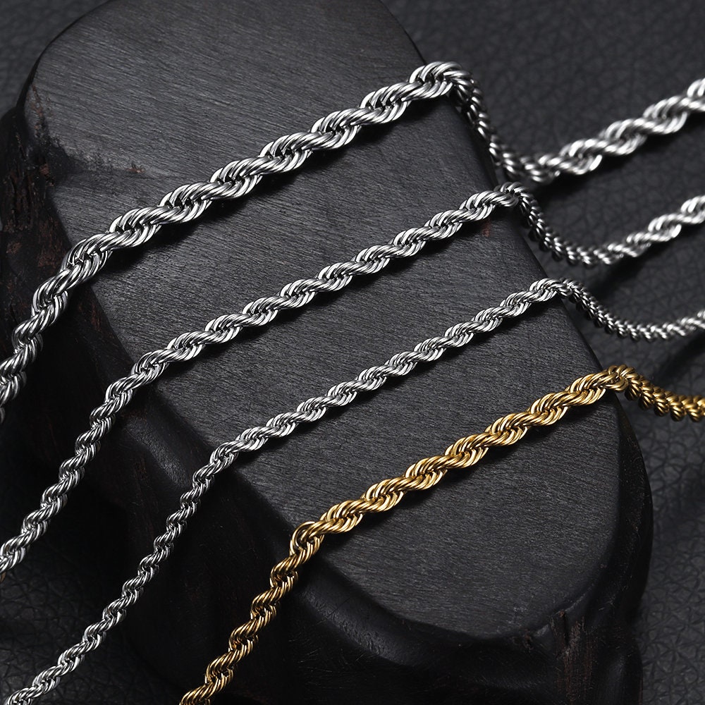 Stainless Steel Twisted Rope Chain Necklace With Lobster Clasp - Etsy Stainless Steel Twisted Rope Chain Necklace With Lobster Clasp - Etsy