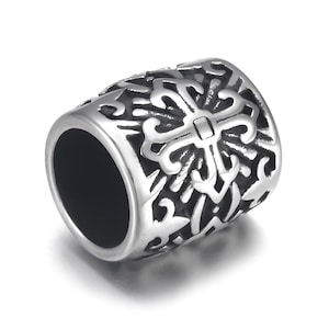 Stainless Steel Bead Charms Holy Cross 8mm Large Hole for Leather Jewelry Bracelet Making Metal Beads DIY Supplies Parts