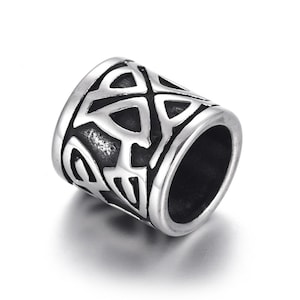 Roestvrijstalen Vikingkralen Groot Gat Zwart Cilinder Schuifregelaar Spacer Fit 8 mm Leren Armband Sieraden Maken DIY Kralenbenodigdheden
