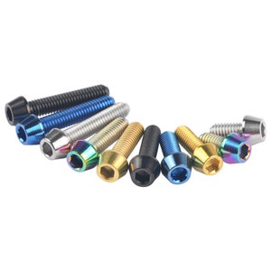5Pcs M4X8 12 15 20mm Titanium Bolt Taper Head Inner Hexagon Screw Bicycle Cycling Parts Fastener