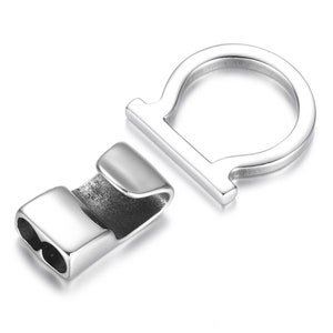 Stainless Steel End Cap with Hook Set Double Hole 5mm Connector Leather Cord Easy Clasp DIY Bracelet Jewelry Making Findings