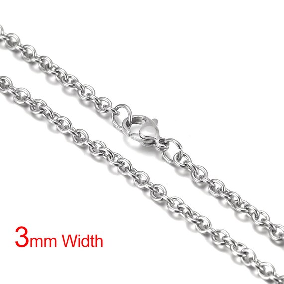 FOSIR Edelstahl Rolo-Kette Schwarz - Stylische Halskette Für Damen & Herren