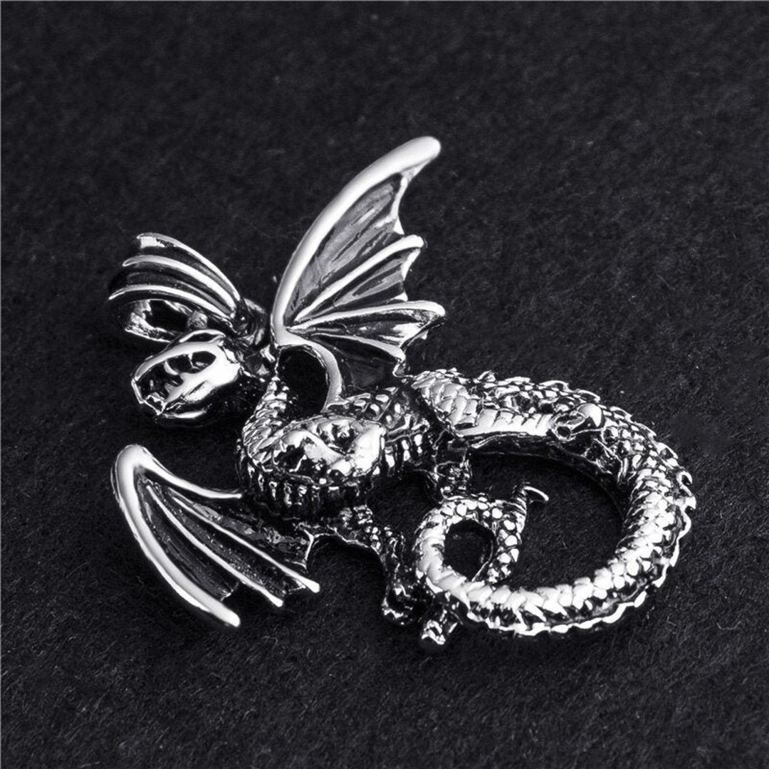 Men's Boy's Ancient Flying Dragon Silver Pewter - Etsy