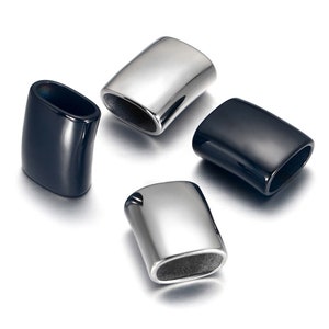 316L Stainless Steel Slide Charms Black Mirror Polish for Bracelet Making Fit 12x6mm Leather Jewelry DIY Slider Beads