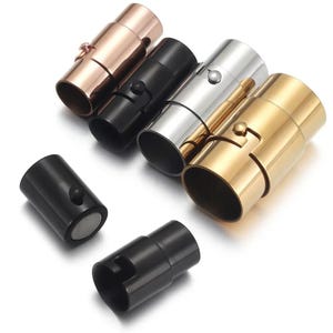 Shiny Stainless Steel 2-10mm Hole Magnetic Clasp for Leather Cord with Safe Lock DIY Bracelet Jewelry Making Accessories