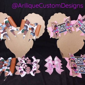 Afro Baby leather bows, Black Girls Rock hair bows, Little Black Girl hair bows, Peek-a-boo baby hair bows, leather hair bows, handmade bows