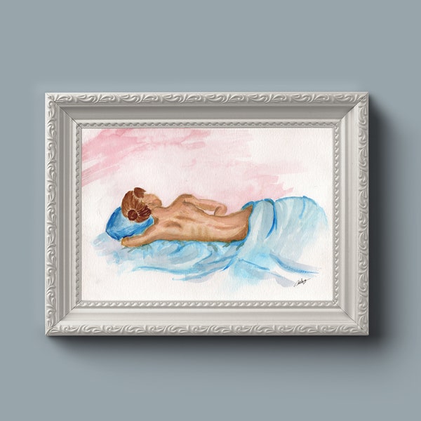 Aquarelle originale - Femme allongée