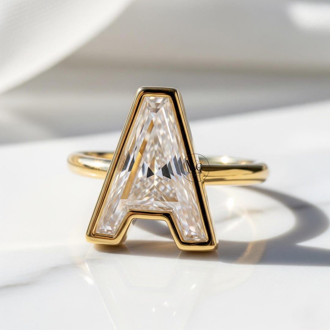 Custom Alphabet Letter Ring, 1CT A-shaped Lab Grown Diamond With EGL ...