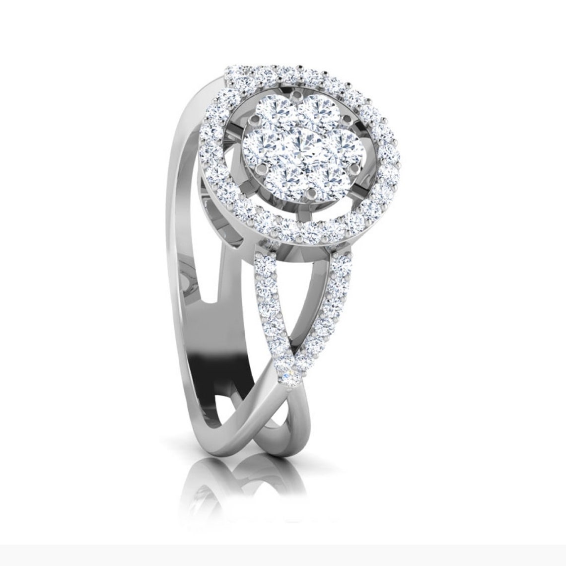 Infinity Style Cluster Setting Engagement Diamond Ring In 925 Etsy