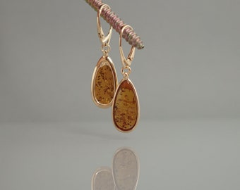 Amber drop earrings, Amber gold earrings,Dangle amber earrings, Classic amber earrings