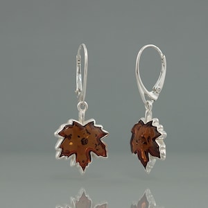 Bernstein Ohrringe, Ahornblatt baumeln Ohrringe, Bernsteinblätter Schmuck, Herbst Blatt Ohrringe