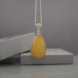 White amber pendant, Baltic amber jewelry, Large drop-shaped pendant, Butterscotch royal amber