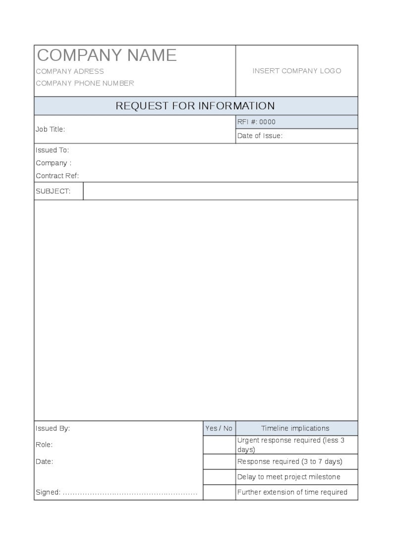 Request for Information (RFI) + Free Register, PROJECT MANAGEMENT - Etsy