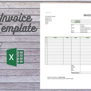 Op de afbeelding: Een blanco factuur sjabloon in Excel-formaat. De sjabloon bevat velden voor bedrijfsnaam, adres, factuurnummer, datum, klantnaam, adres, telefoonnummer, e-mail, service, eenheden, tarief, bedrag, totaal en totaal factuurbedrag. De sjabloon is ontworpen om te worden gebruikt voor het maken van facturen voor goederen of diensten.