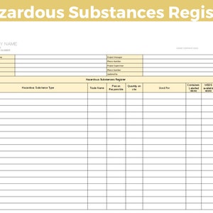 Hazardous Substances Register, PROJECT MANAGEMENT