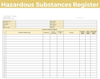 Hazardous Substances Register, PROJECT MANAGEMENT