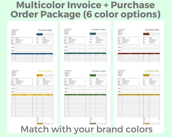 Multicolor Invoice + Purchase Order Package (6 color options), PROJECT MANAGEMENT