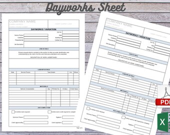 Dayworks Sheet Template, PROJECT MANAGEMENT