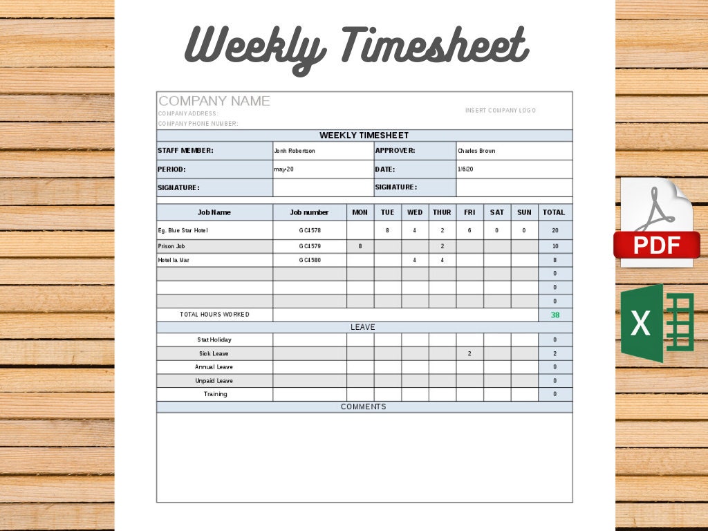 Weekly Timesheet Template, PROJECT MANAGEMENT Etsy New Zealand